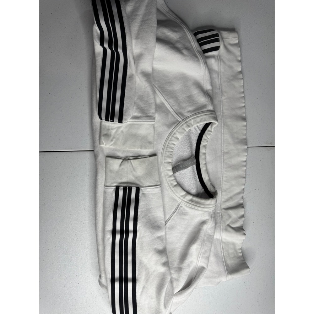 Athleta Womens XL White Black Stripe Sleeve Fleece Crewneck Sweatshirt Pullover - Picture 9 of 9